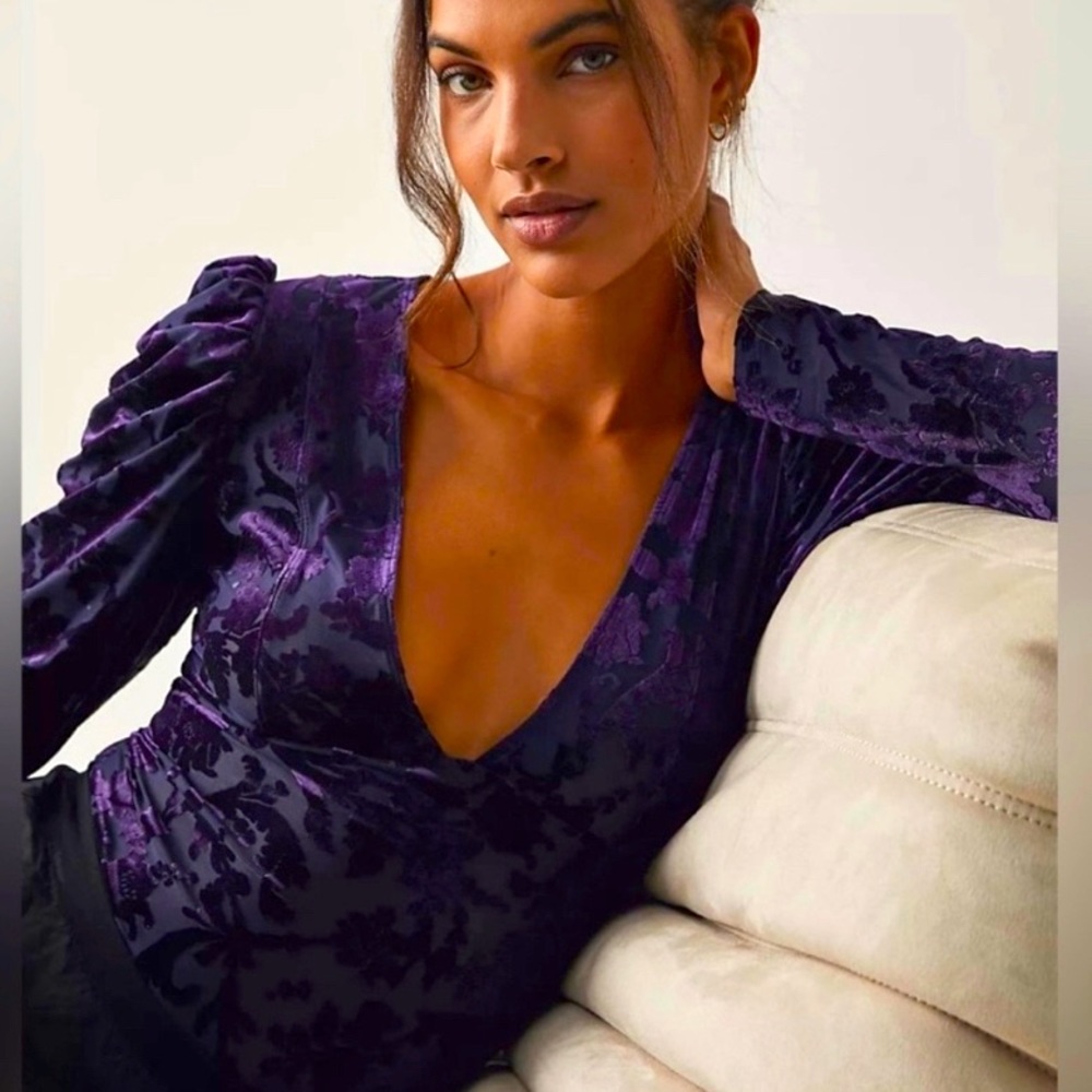 NWT Free People Magic Hour Bodysuit in Deep Sea Combo |Size Small - Picture 1 of 14